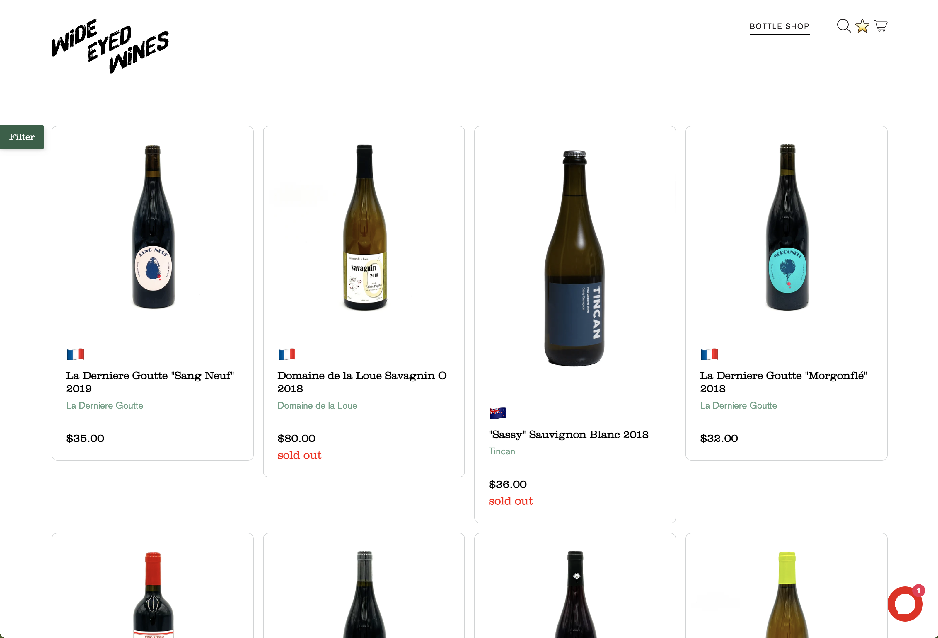 Wide Eyed Wines website screenshot